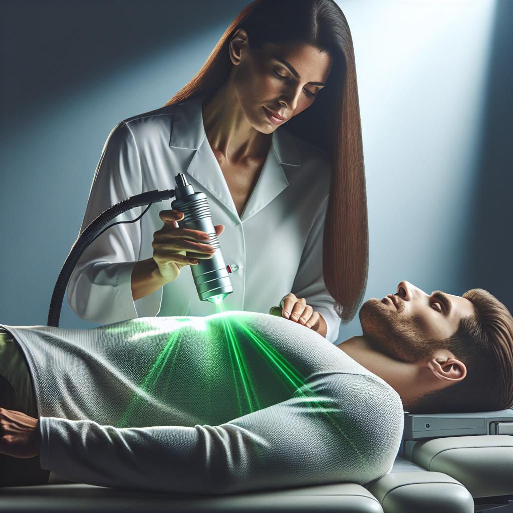 Chiropractor using low-level laser therapy