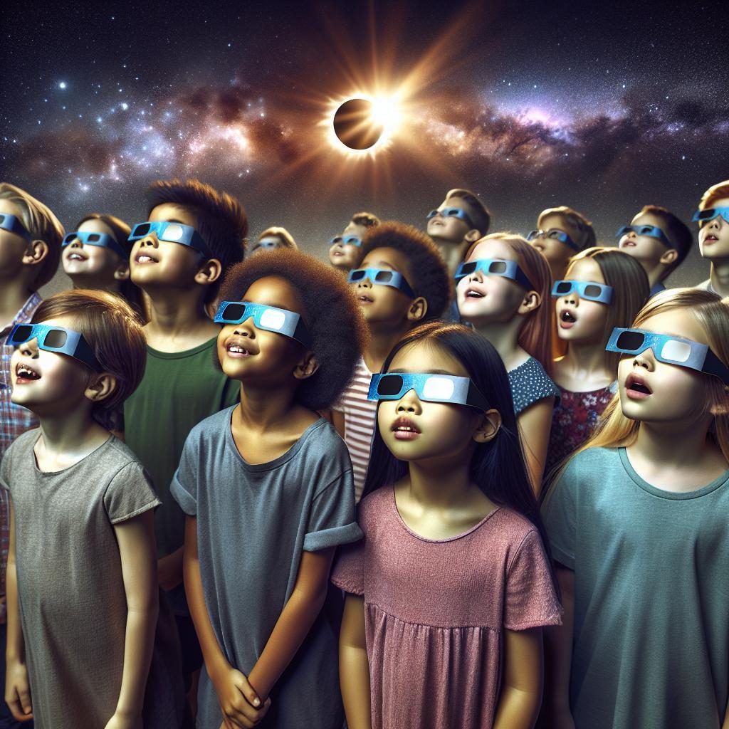 Children watching solar eclipse.