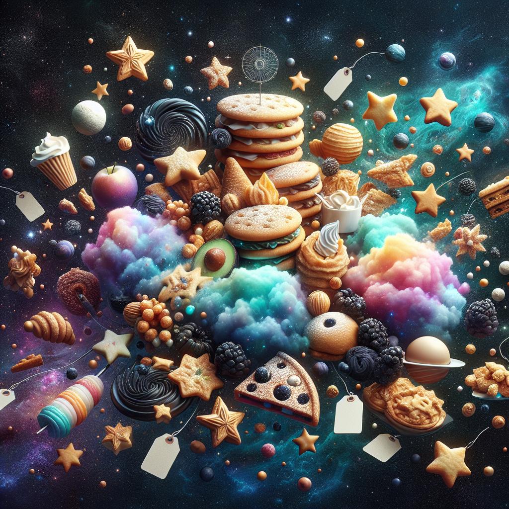Celestial-themed food deals illustration