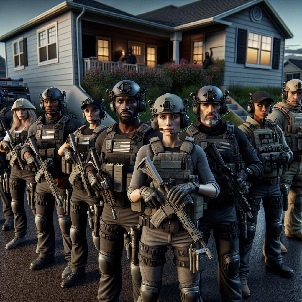 Tactical team outside home.