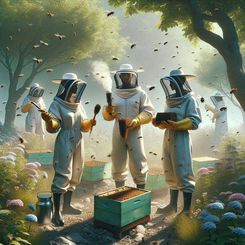Beekeepers relocating swarming bees