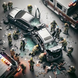 Car crash aftermath scene