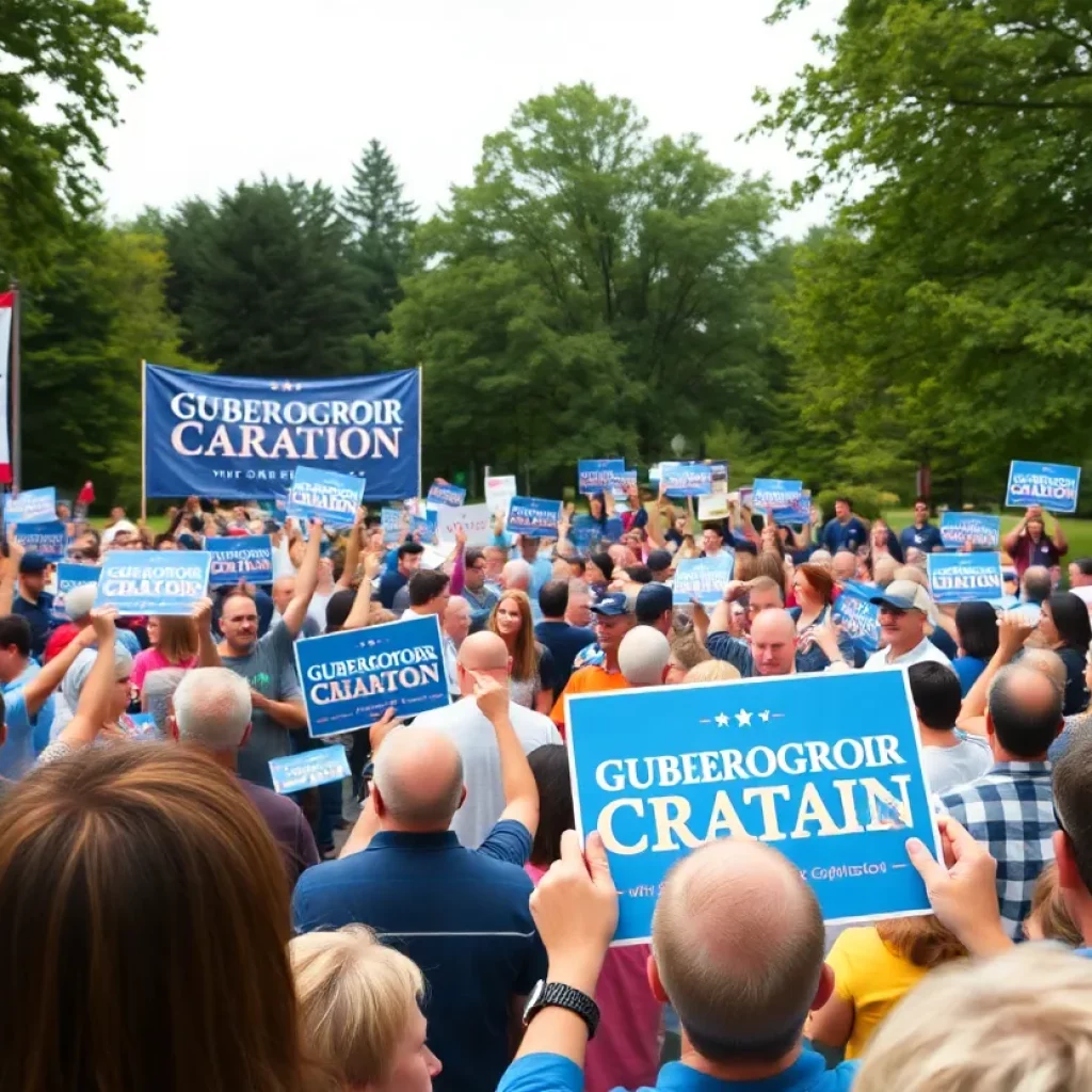 Supporters at a political rally for South Carolina gubernatorial candidates