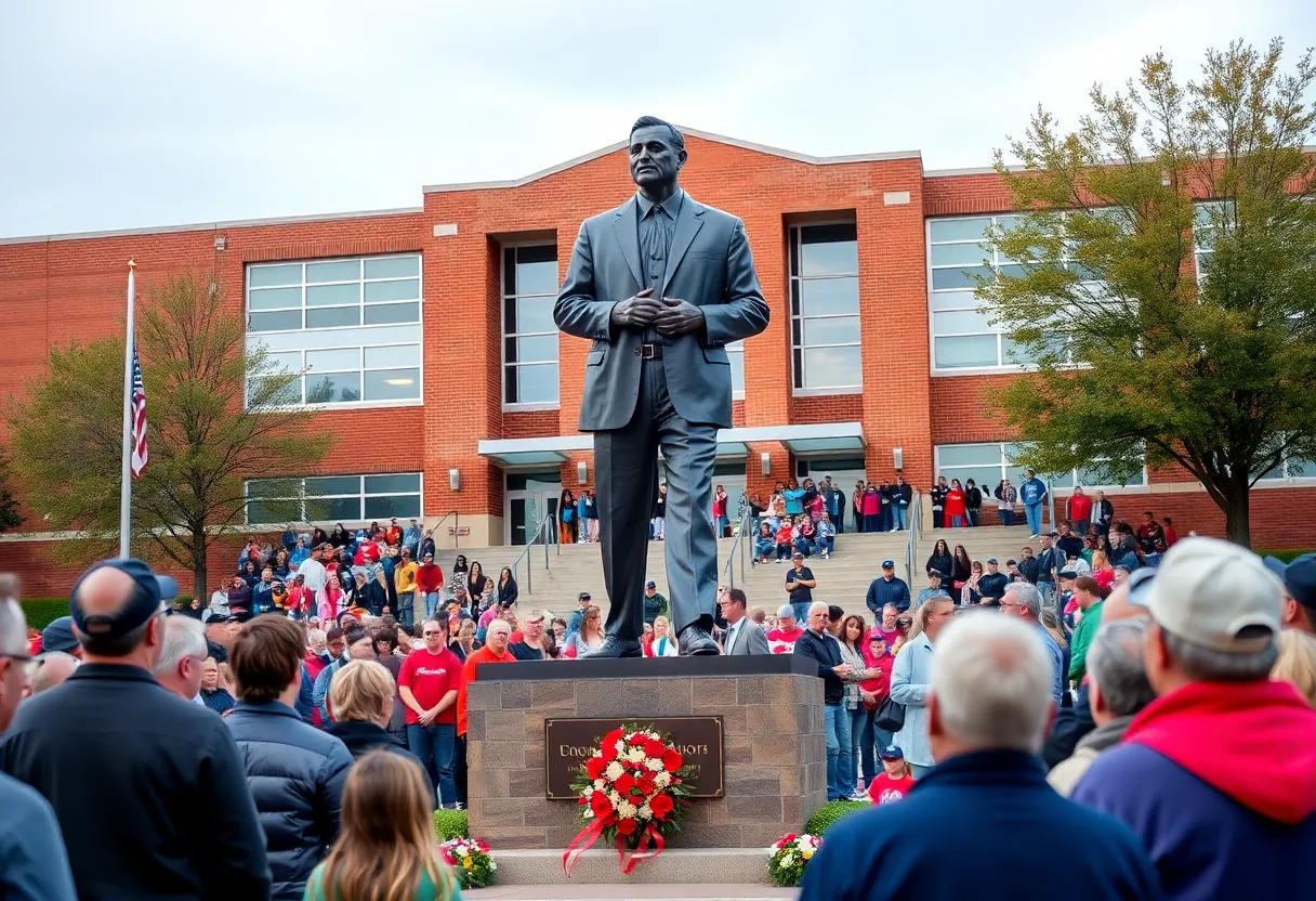 Statue of Bob Prevatte at Gaffney High School