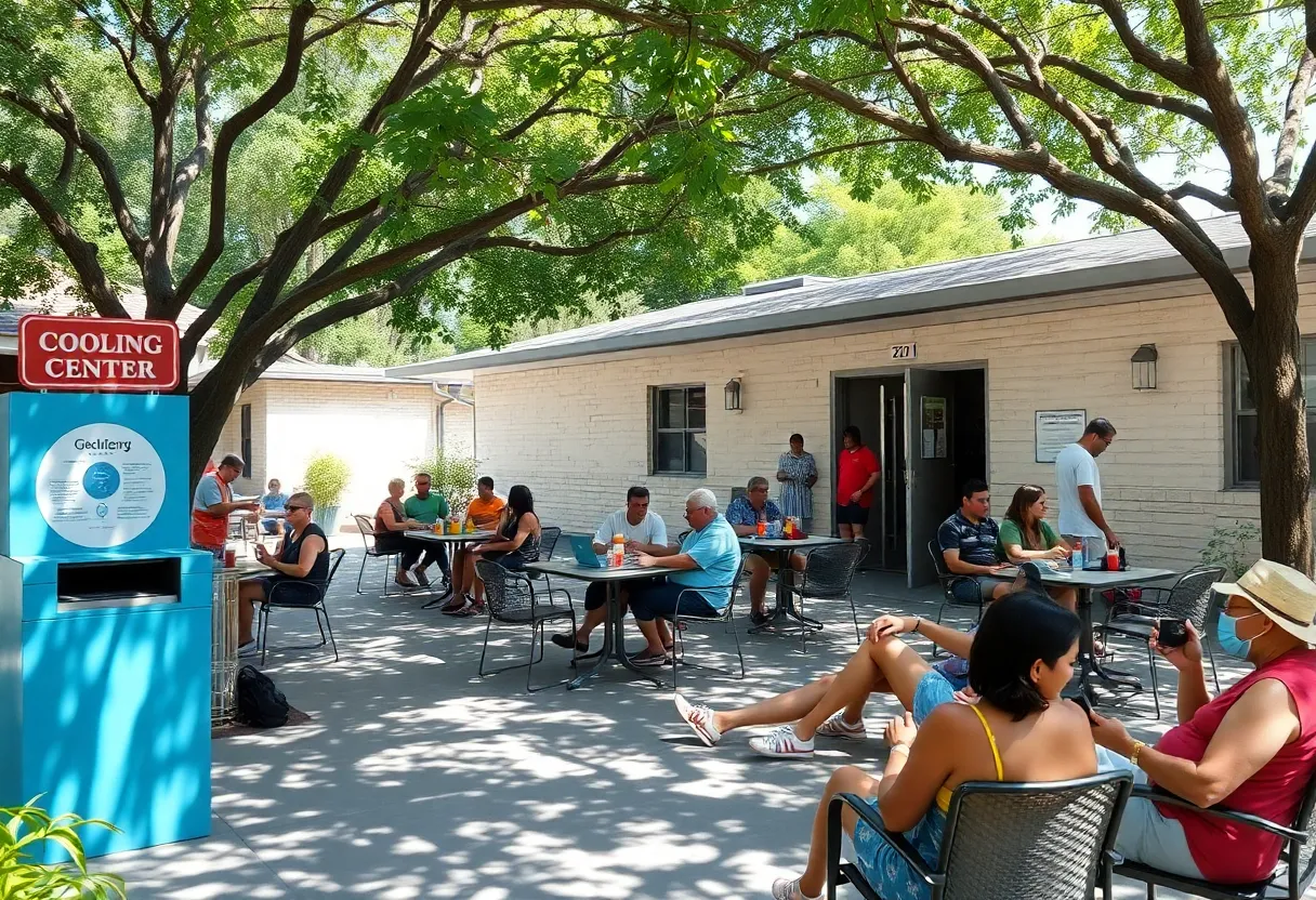 Community members at a cooling center during a heat wave