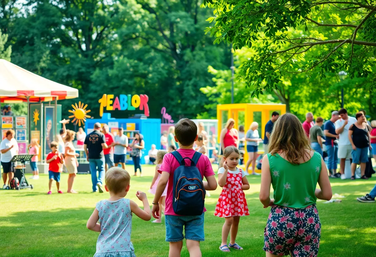 Families participating in summer activities in a park in Upstate South Carolina
