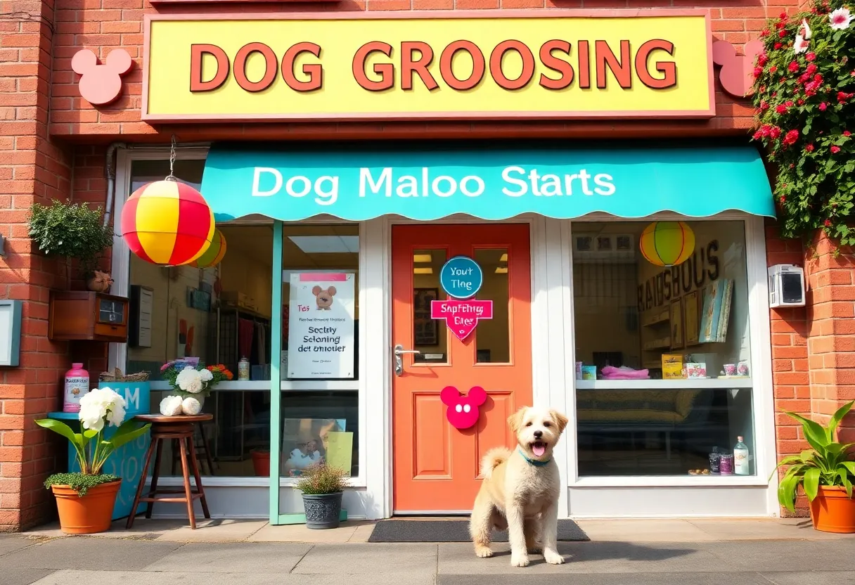 Entrance of Hair of the Dog dog grooming business in Pacolet