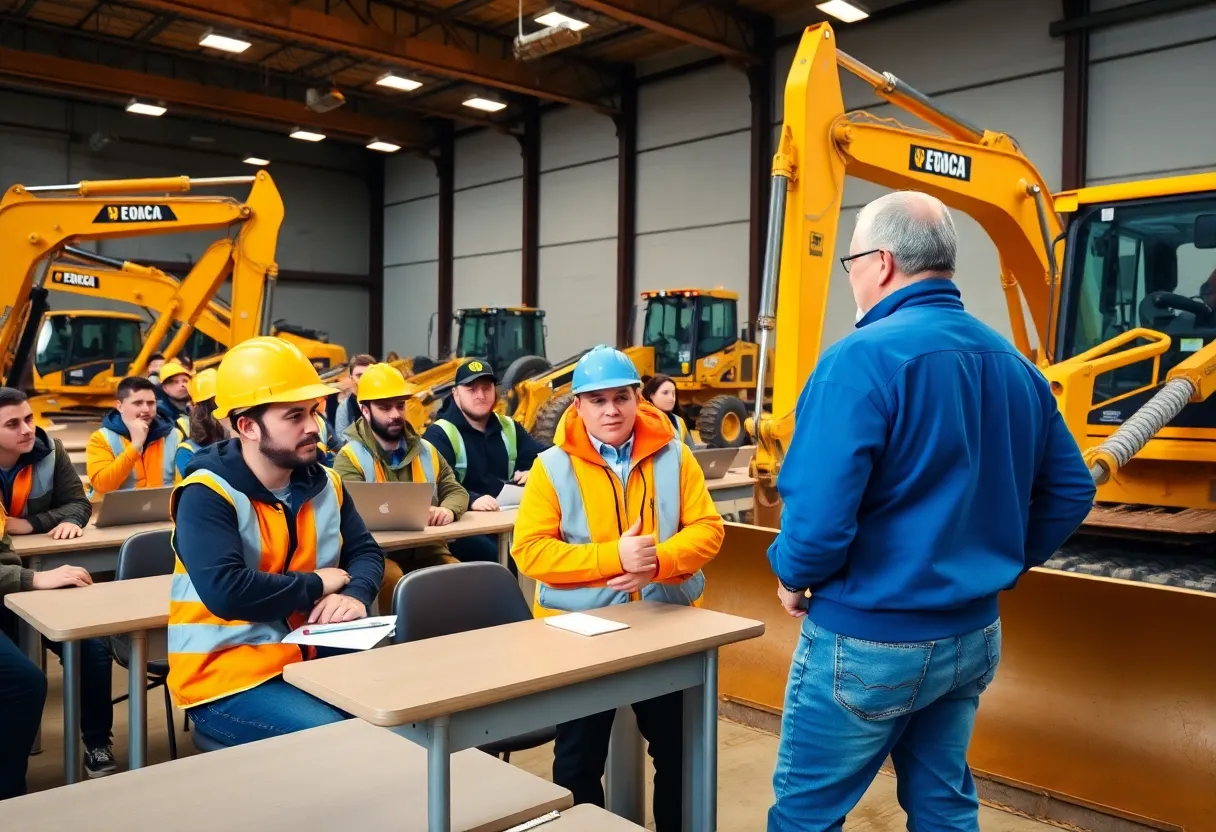 Students participating in heavy equipment training at Spartanburg Community College