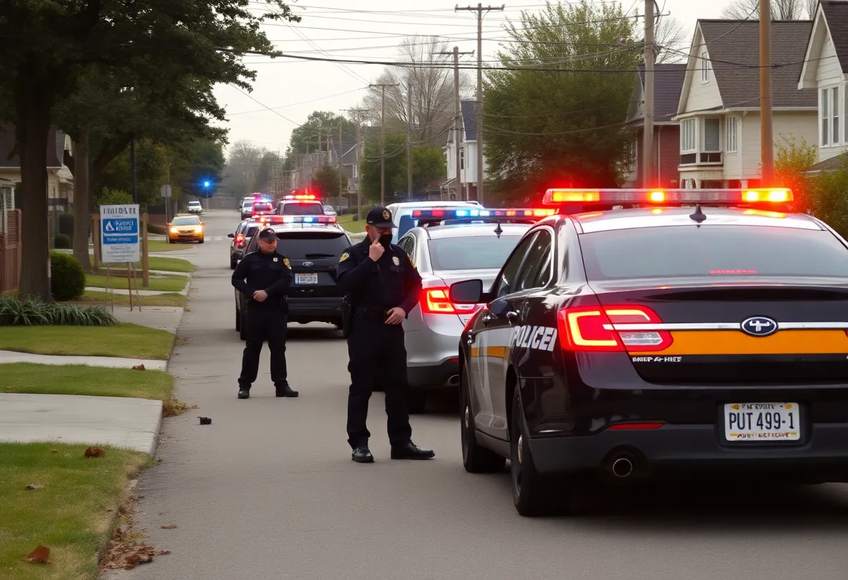 Law enforcement officers conducting a drug bust in a suburban setting.
