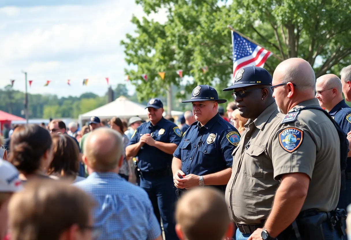 Community members celebrating at a law enforcement event in Spartanburg County.