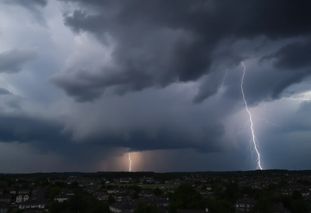 Dark storm clouds over Spartanburg during severe thunderstorms