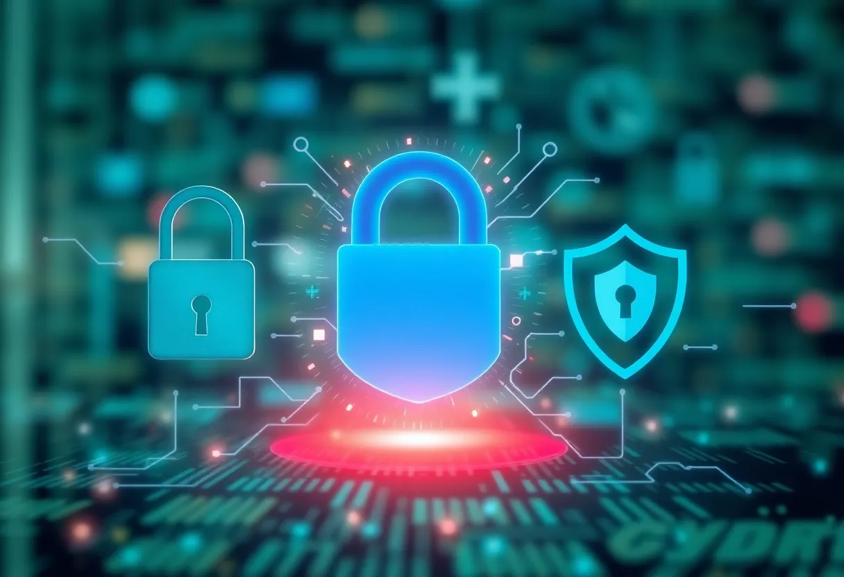 Digital representation of cyber security illustrating a cyber attack and data protection concepts.