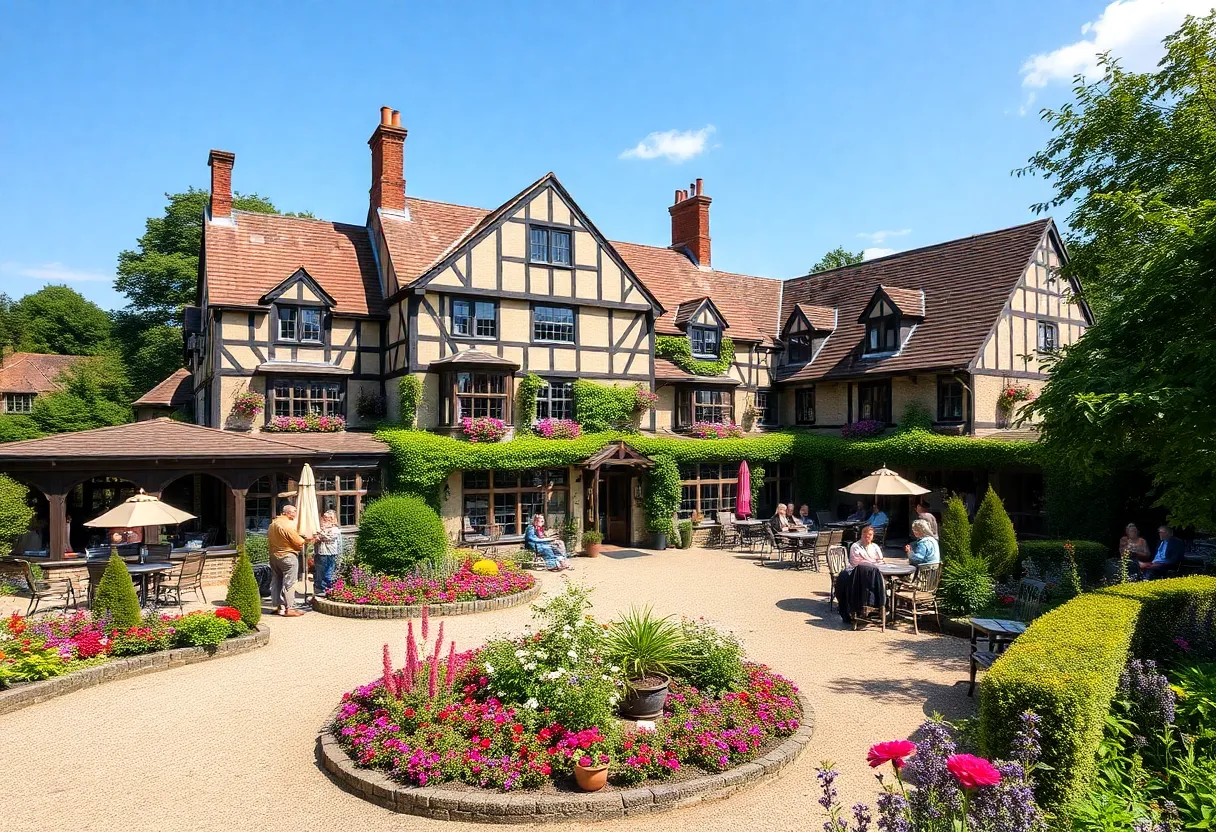 Exterior view of Clevedale Historic Inn with gardens