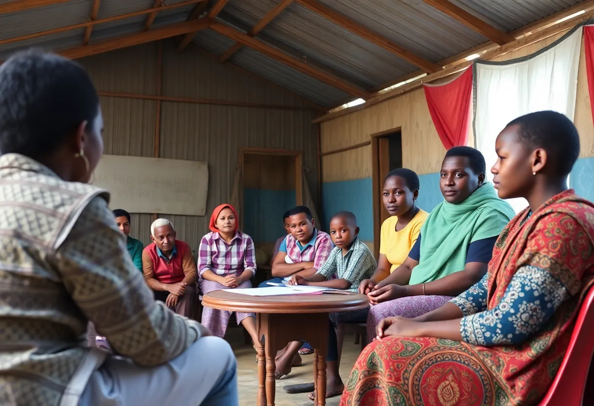 Community members discussing child safety issues