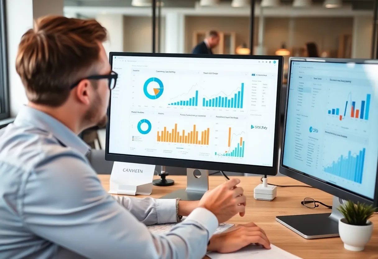 Digital marketing professional analyzing customer journey analytics