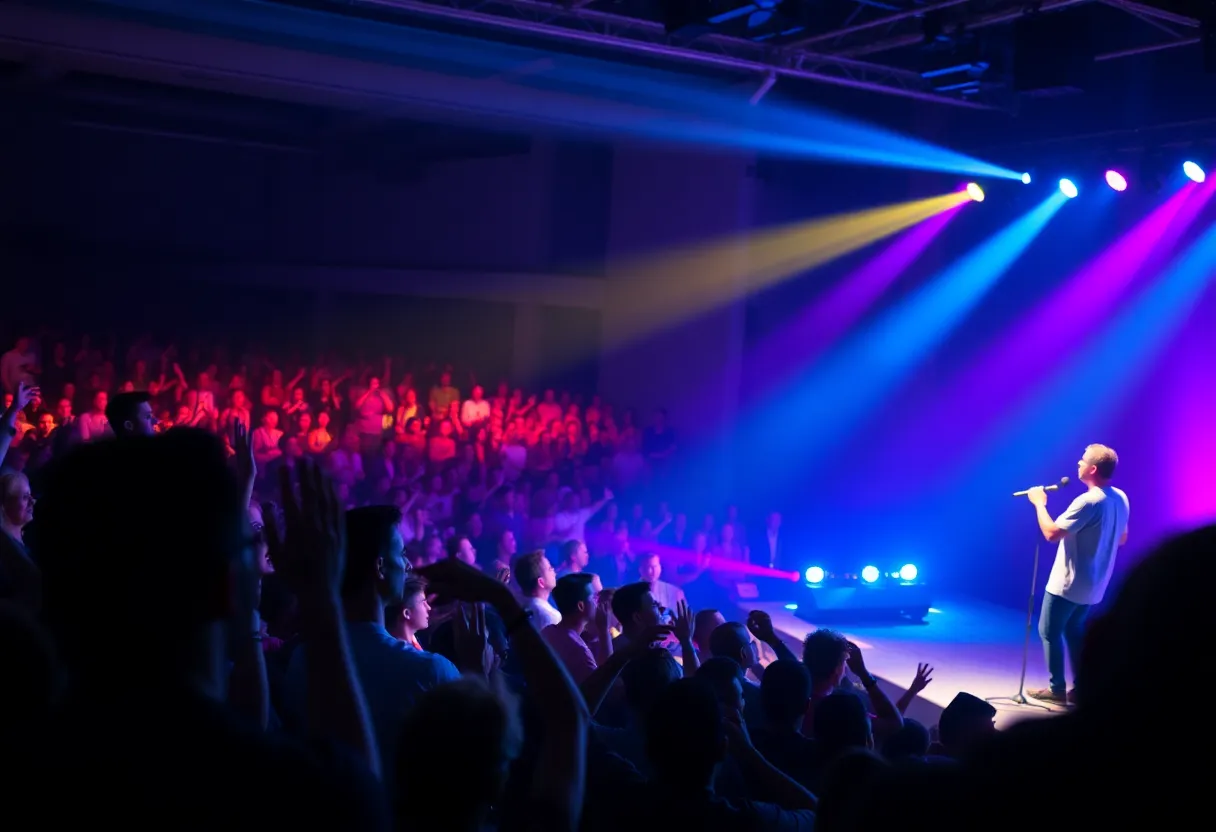 Audience enjoying a concert by David Phelps and Selah