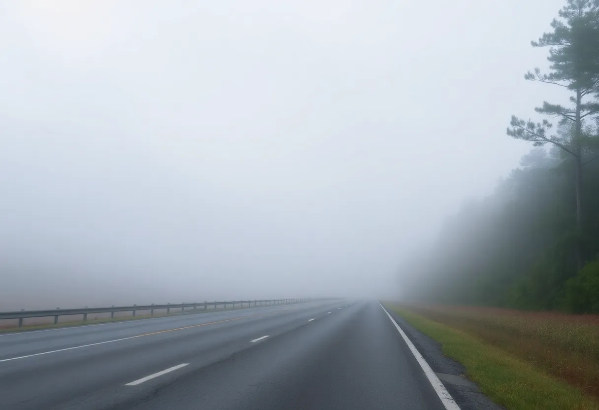 Foggy morning on a South Carolina highway