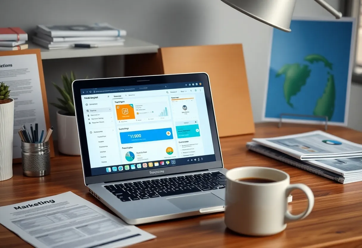 Workspace showcasing email marketing strategies
