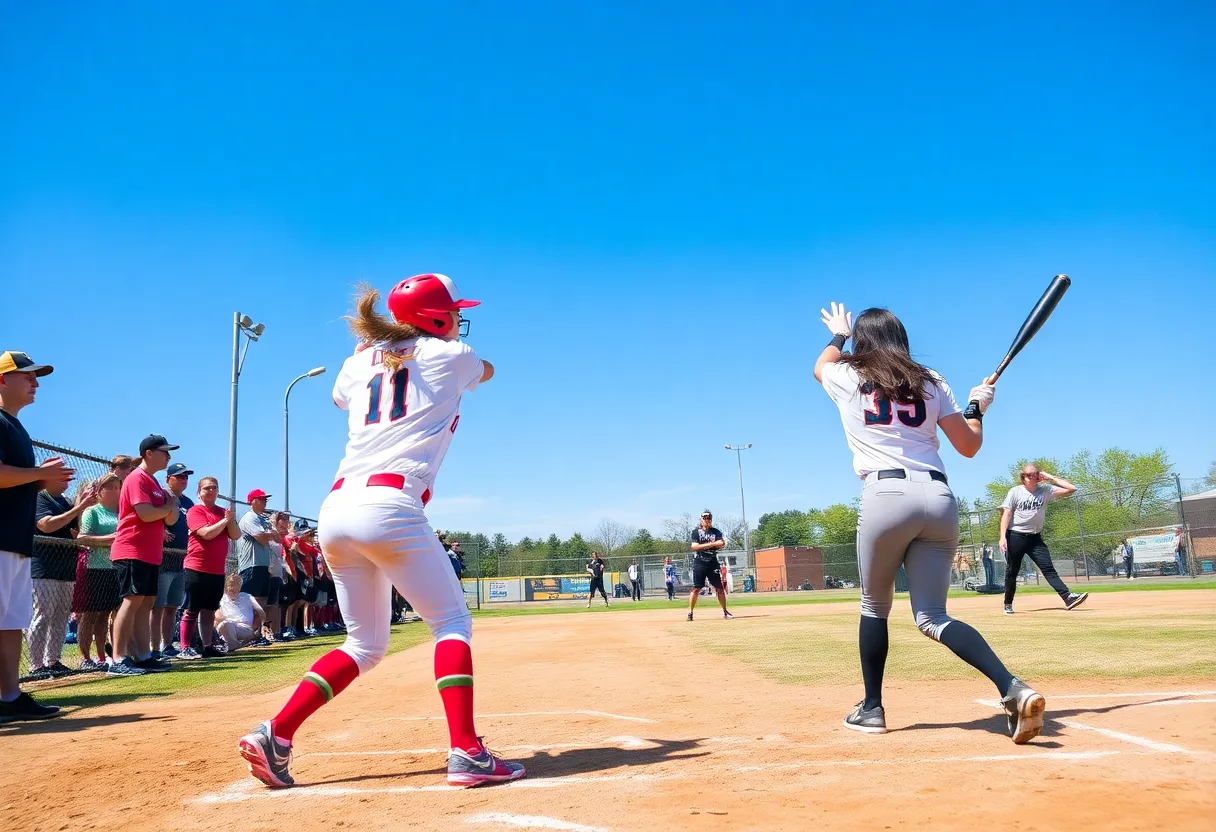 ETSU Softball team celebrating their victory against Wofford