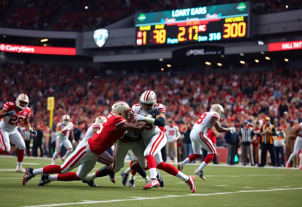 Football players celebrating a victory