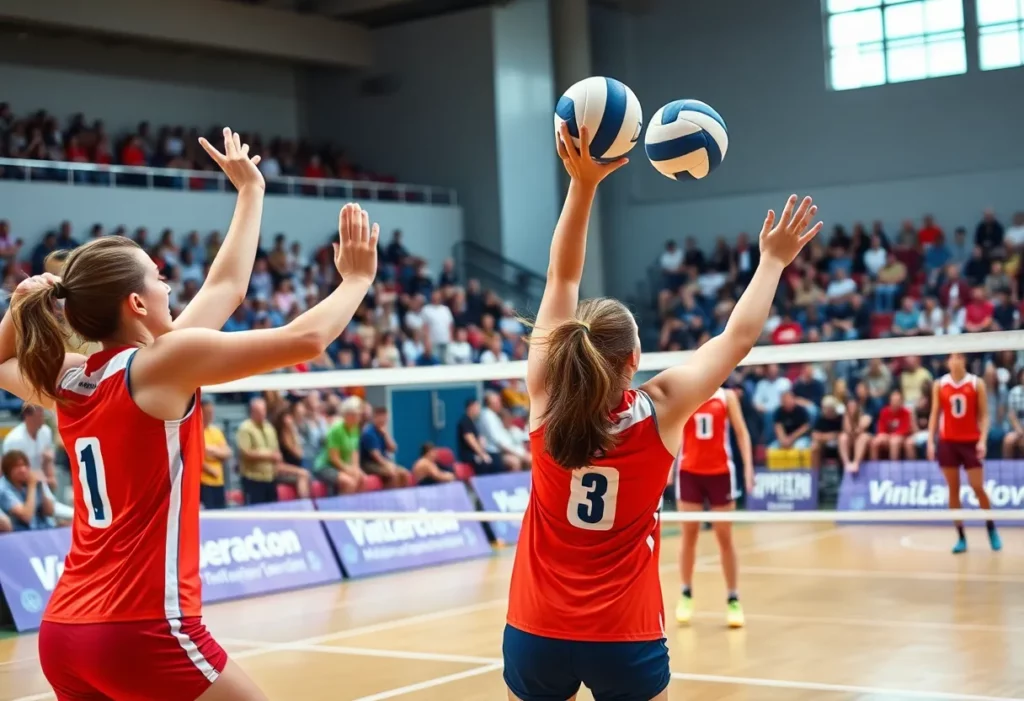 Marshall University volleyball team playing against Wofford College