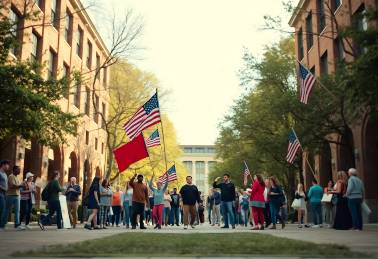 Abstract image representing political tension in a campus environment.