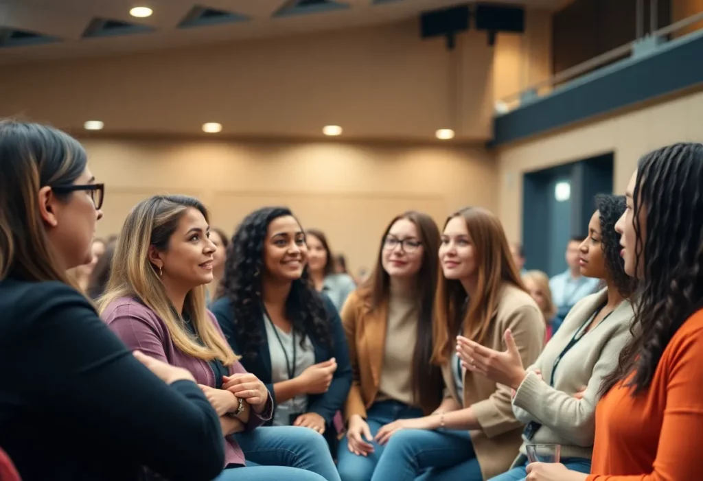 Women discussing leadership and politics at Wofford College