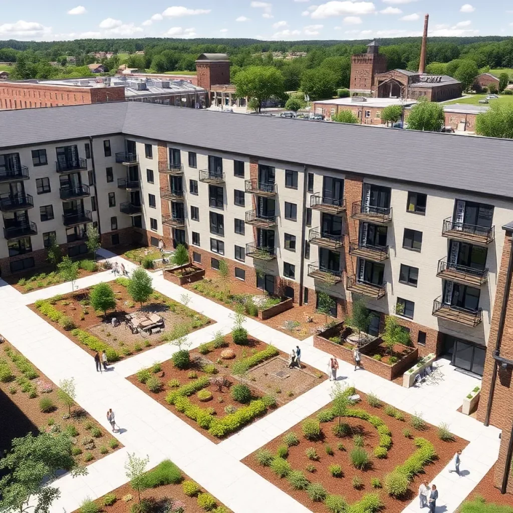 A modern apartment complex near Beaumont Mill in Spartanburg