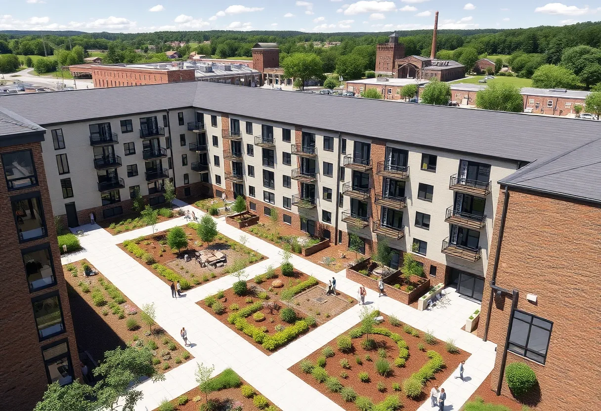 A modern apartment complex near Beaumont Mill in Spartanburg