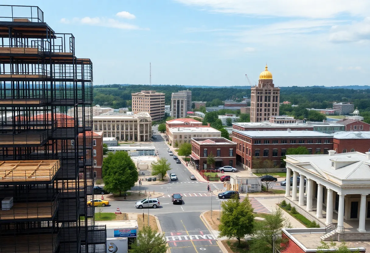 Aerial view of Spartanburg showcasing development and community engagement
