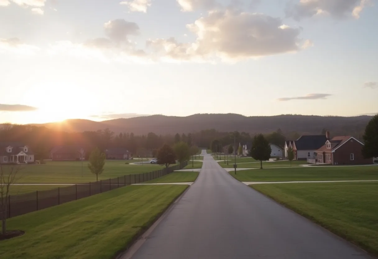 A peaceful view of a Spartanburg community area representing justice
