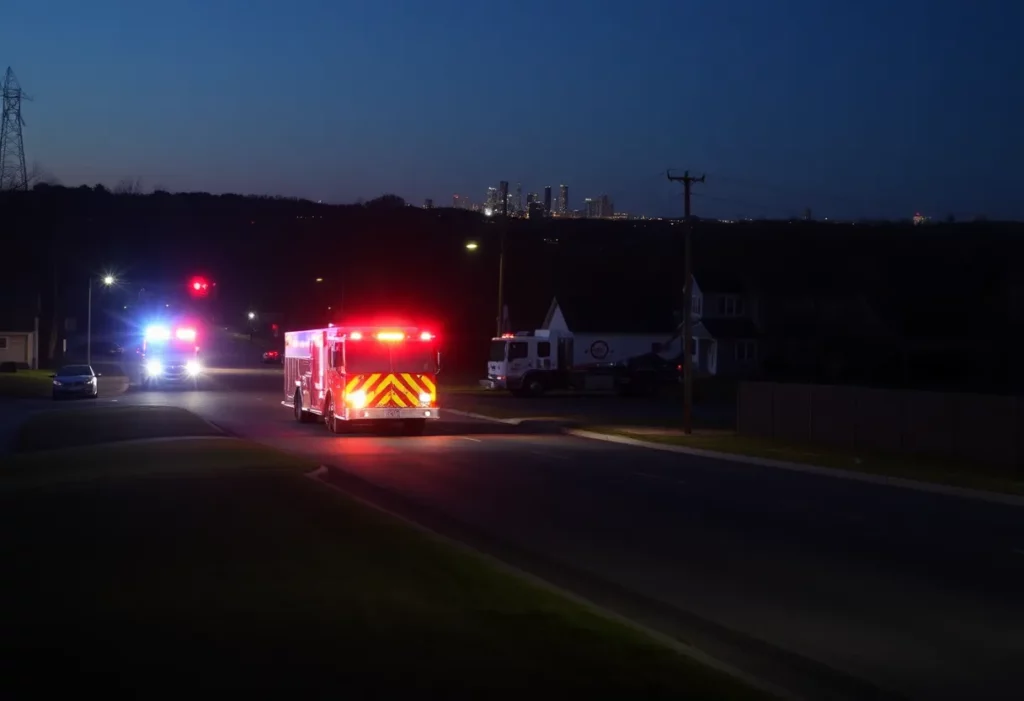 Emergency vehicles at a roadside incident in Spartanburg County
