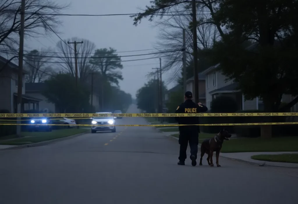 Police investigation scene in Spartanburg neighborhood