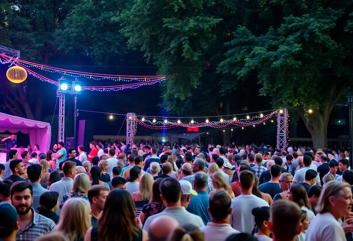 Concert in Spartanburg with a diverse crowd enjoying the music