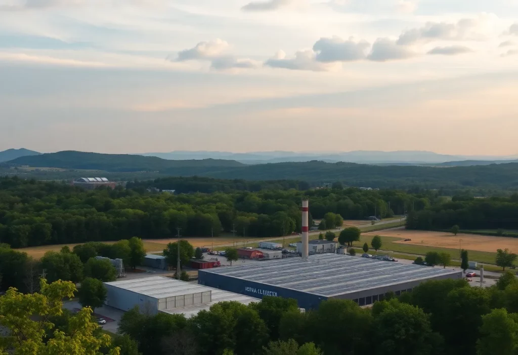 Industrial data center in Spartanburg County with natural surroundings