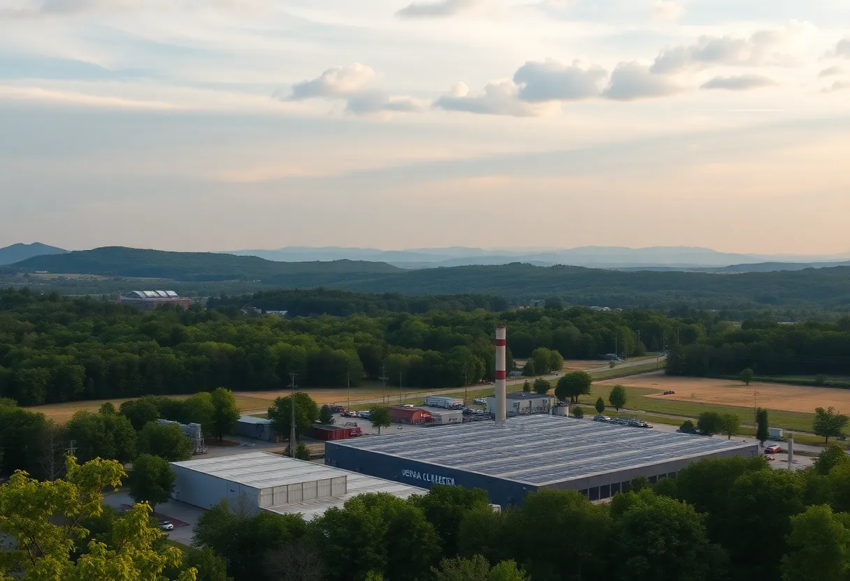 Industrial data center in Spartanburg County with natural surroundings