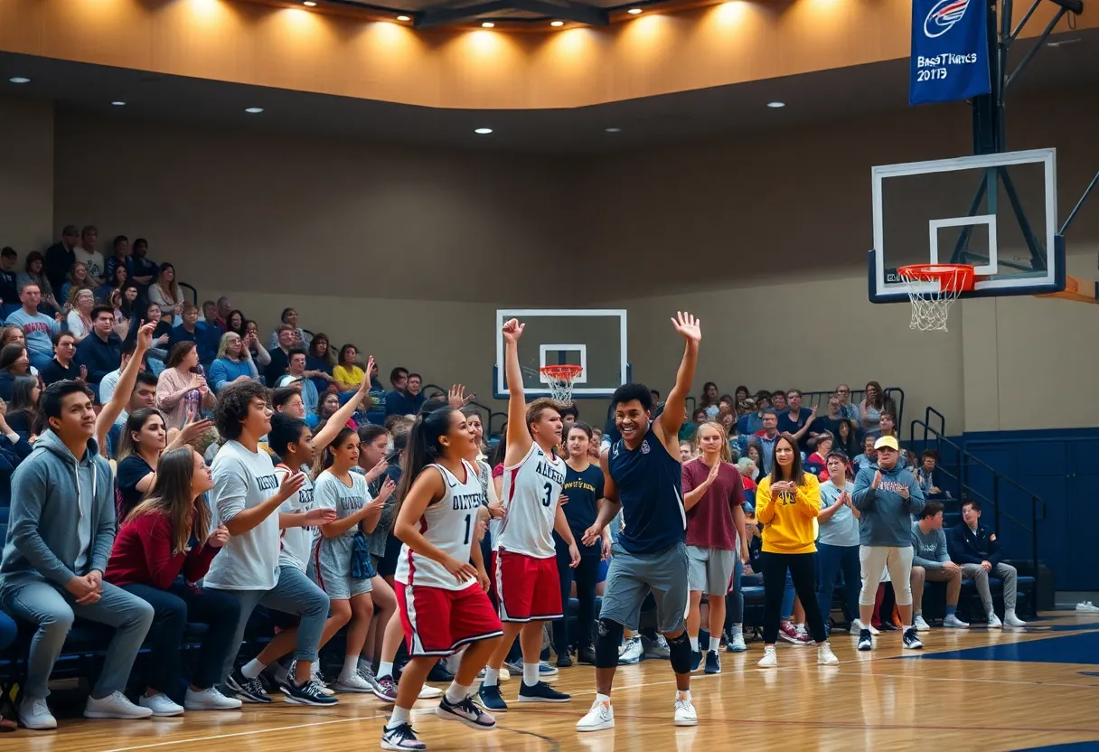 Wofford College basketball court with fans cheering