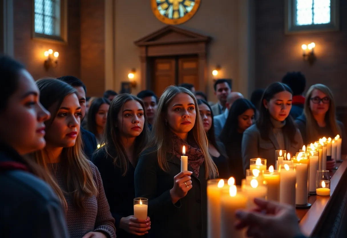 Students gather at a vigil for Charlie Kirk