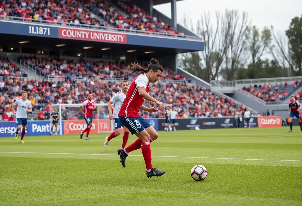 USC Upstate players in action against Wofford College during a soccer match