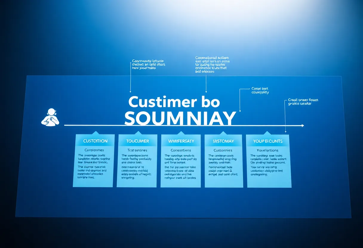 A colorful customer journey map displaying various stages.