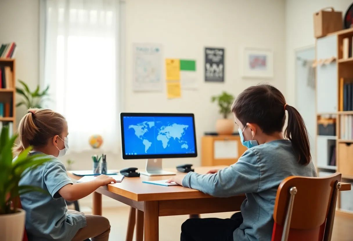 Students engaged in virtual learning due to measles outbreak