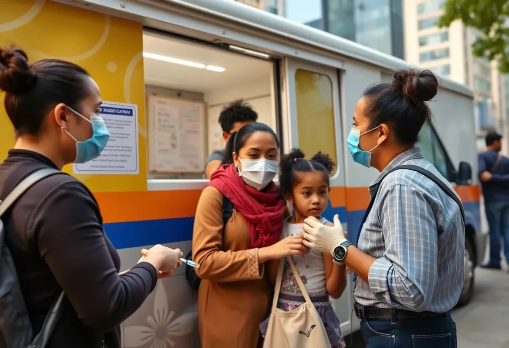 Mobile vaccination unit in Spartanburg County offering measles vaccinations.