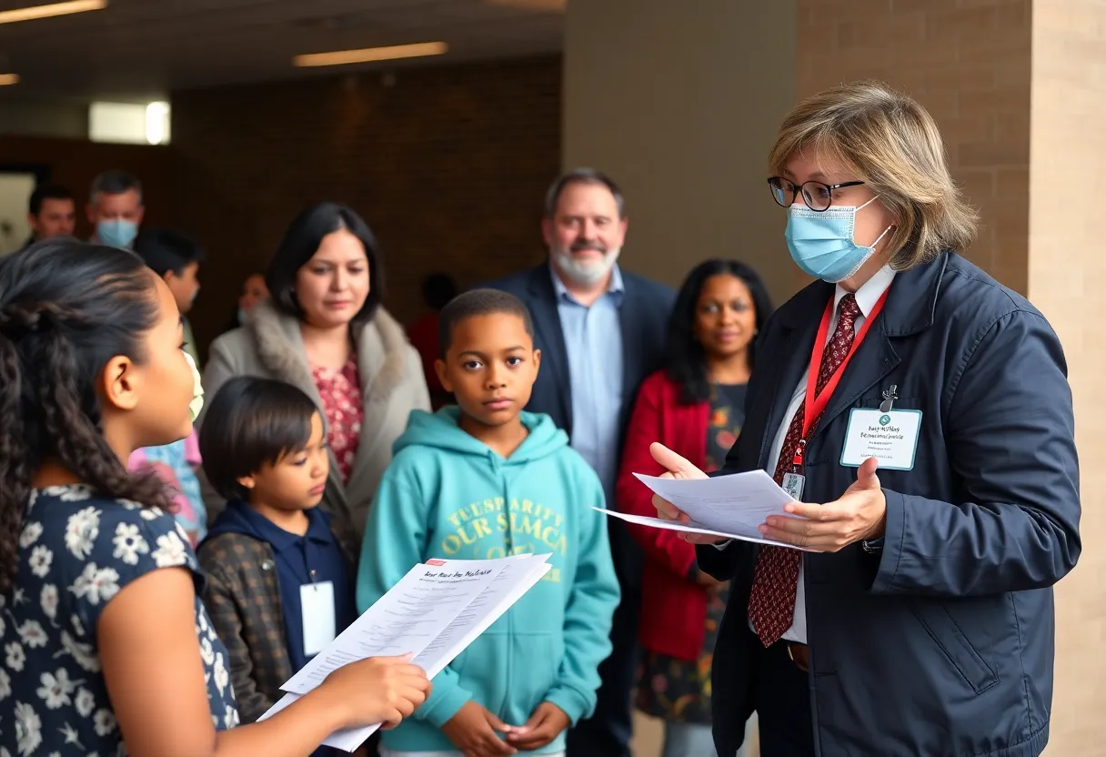 A community health event promoting measles vaccinations