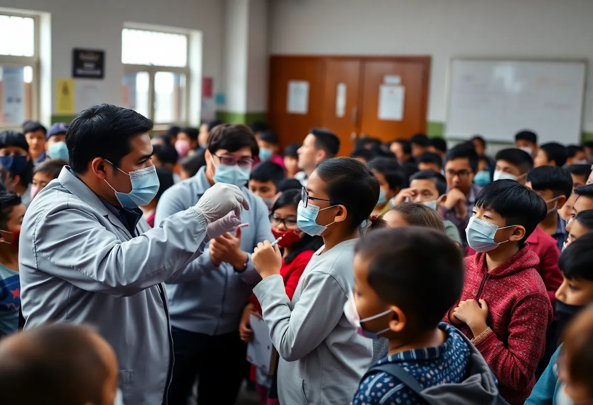 Students in a classroom during a public health crisis