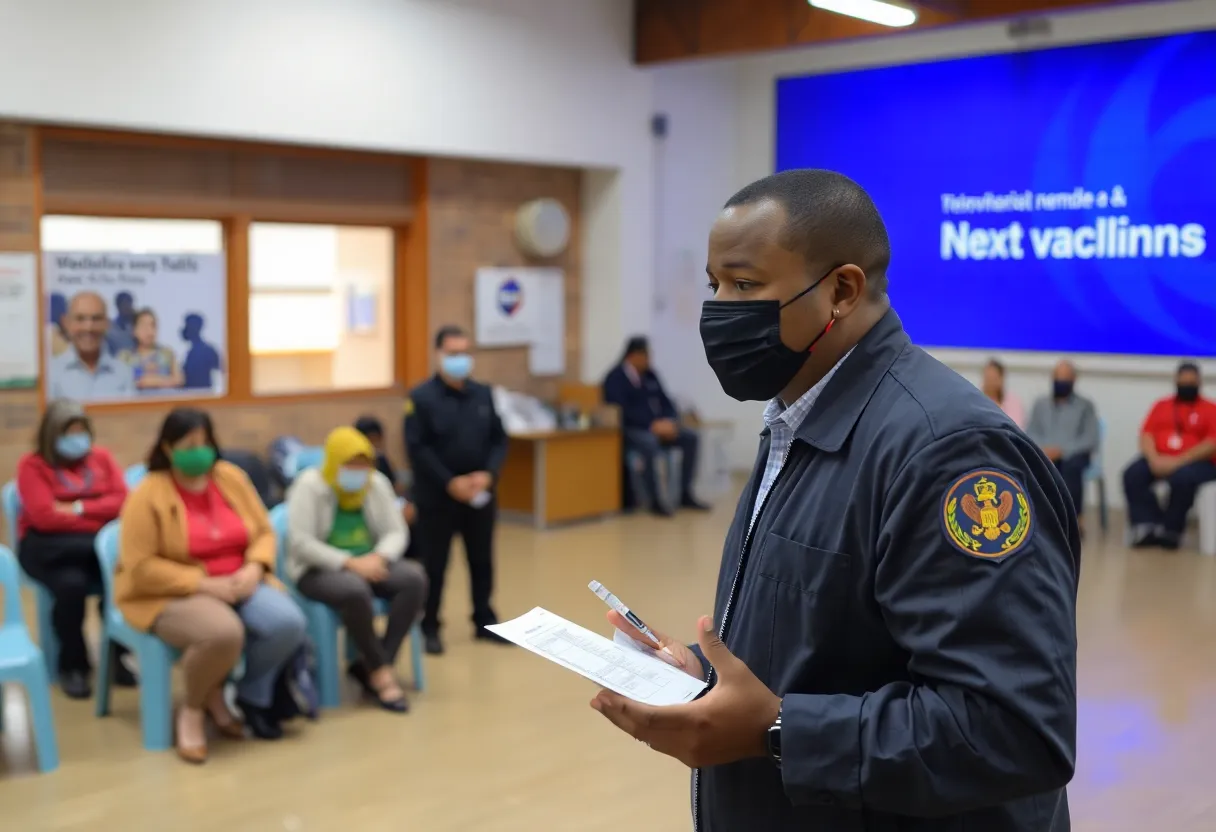 Public health official discussing measles vaccination in Spartanburg