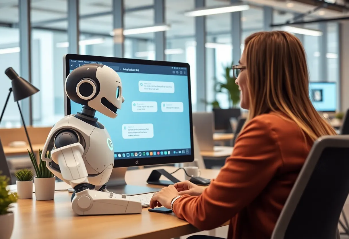 AI chatbot assisting a customer in a modern digital marketing setting
