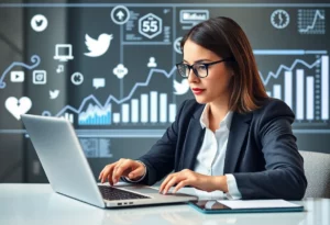 A professional analyzing data for social media marketing strategy