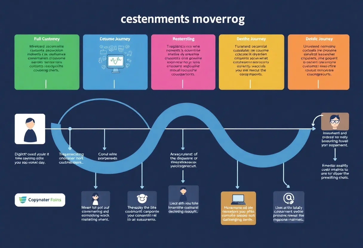 Illustration of customer journey mapping showing different stages and touchpoints