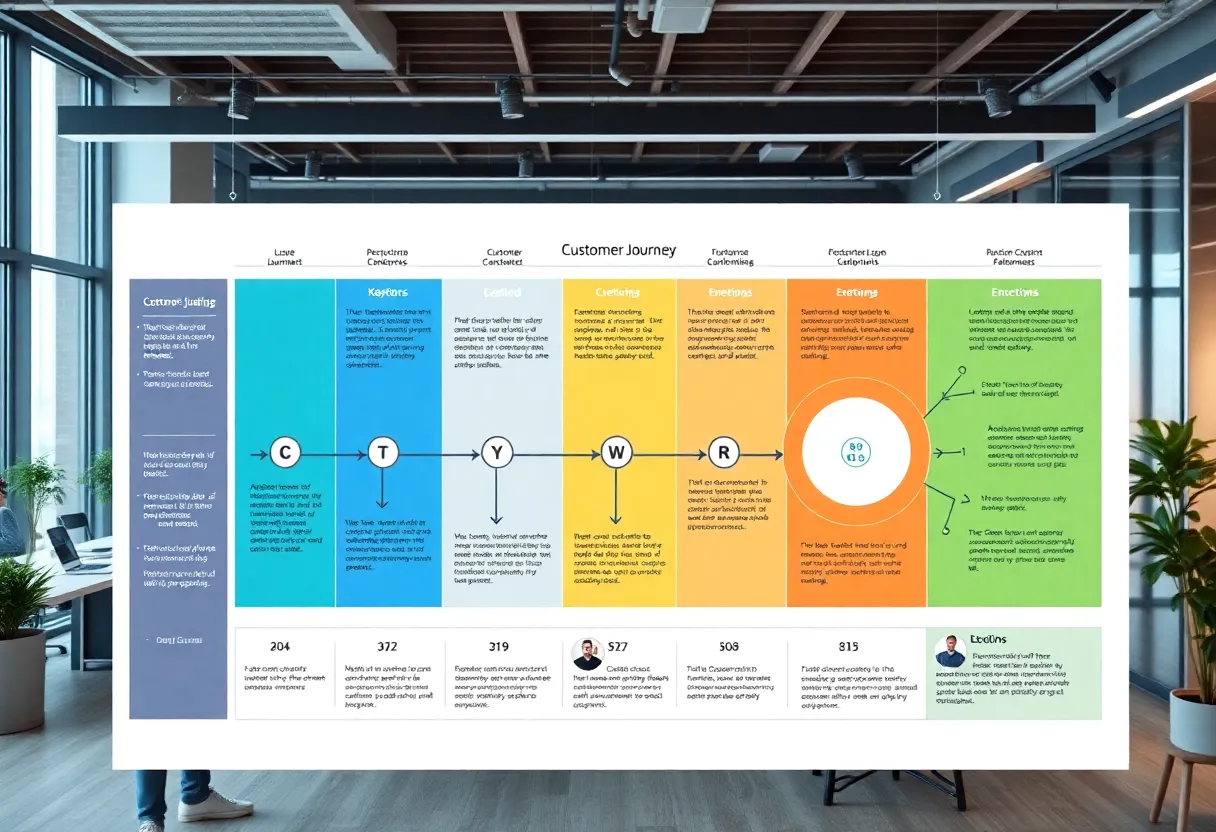 Visual representation of a customer journey map.