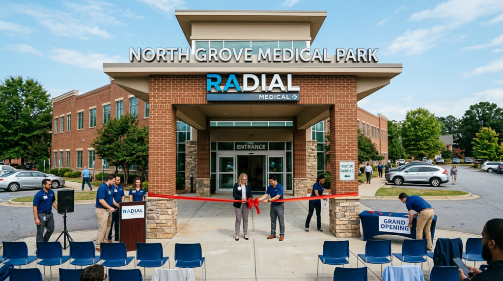 Radial clinic sign at North Grove Medical Park in Spartanburg